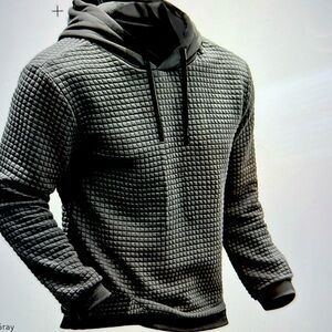 Coofandy men’s waffle knit style, dark charcoal hooded sweatshirt.grey medium